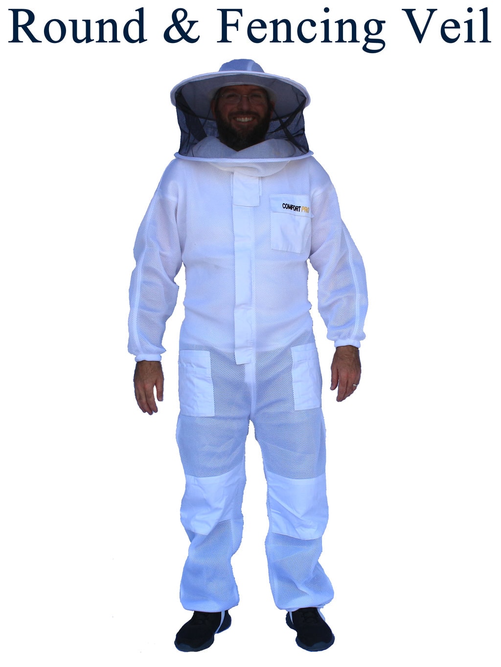Ventilated Beekeeping Suit with Round Veil and Fencing Veil – Full Suit